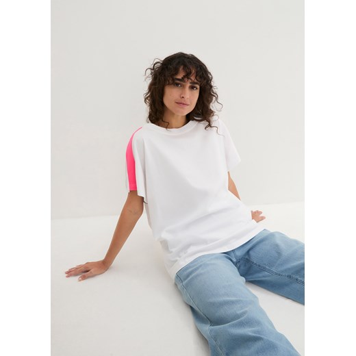 T-shirt z rękawami falbanowymi z neonowymi paskami ze sklepu bonprix w kategorii Bluzki damskie - zdjęcie 170620802