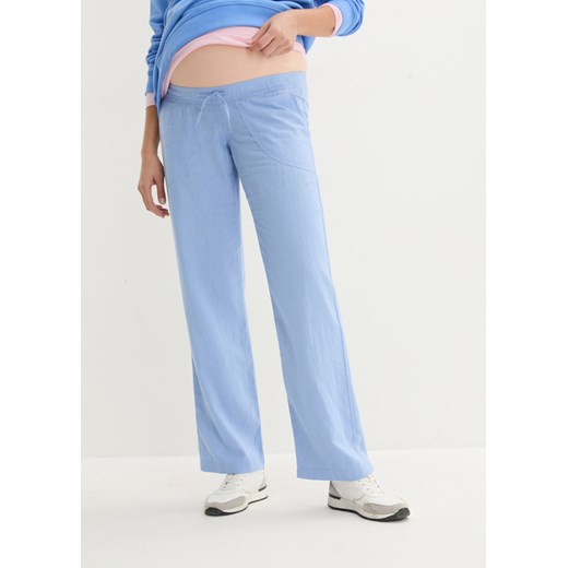 Spodnie ciążowe lniane, z szerokimi nogawkami ze sklepu bonprix w kategorii Spodnie ciążowe - zdjęcie 170621381