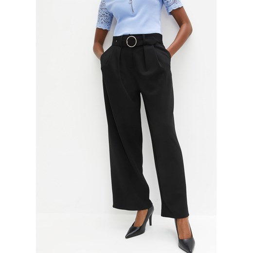 Spodnie culotte z paskiem, w strukturalny wzór ze sklepu bonprix w kategorii Spodnie damskie - zdjęcie 170621421
