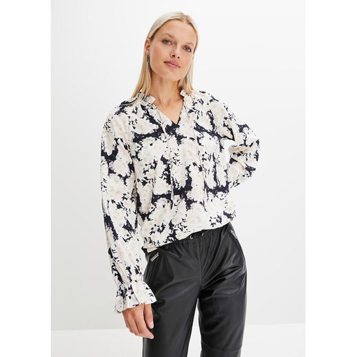 Bluzka ze stójką z falbaną ze sklepu bonprix w kategorii Koszule damskie - zdjęcie 170622510