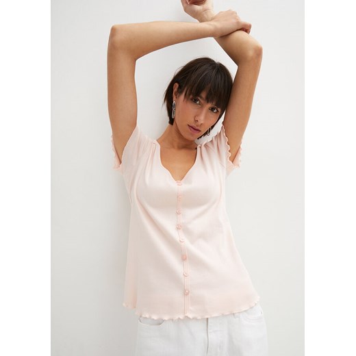 Shirt w prążek, z ozdobną plisą guzikową ze sklepu bonprix w kategorii Bluzki damskie - zdjęcie 170622683