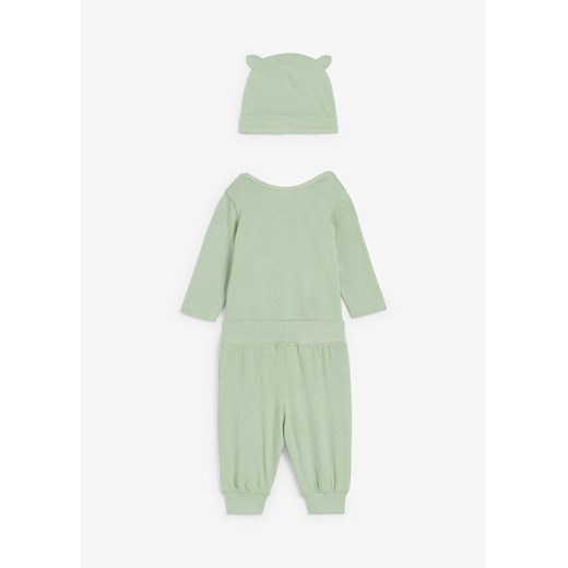 Body niemowlęce + spodnie + dodatek, z bawełny organicznej (3 części) ze sklepu bonprix w kategorii Komplety niemowlęce - zdjęcie 170622713