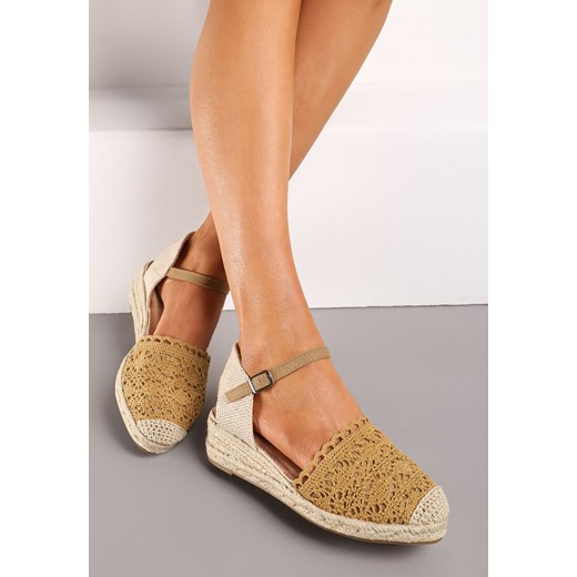 Brązowe espadryle damskie Born2be casual tkaninowe