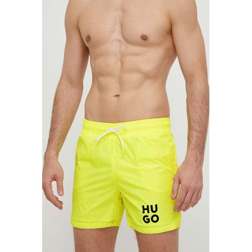 HUGO szorty kąpielowe kolor żółty 50510190 ze sklepu ANSWEAR.com w kategorii Kąpielówki - zdjęcie 170624131