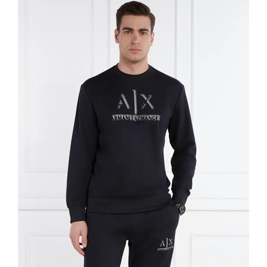 Czarna bluza męska Armani Exchange z napisami wiosenna