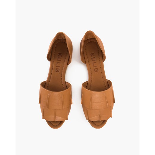 brązowe sandały damskie skórzane na płaskim obcasie 102-552-RUDY Kulig 40 KULIG