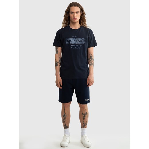 Koszulka męska z błyszczącym nadrukiem granatowa Miles 403 ze sklepu Big Star w kategorii T-shirty męskie - zdjęcie 170625700