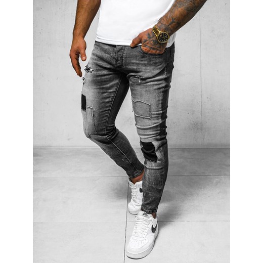 Spodnie jeansowe męskie szare OZONEE NB/MP0031GZ ze sklepu ozonee.pl w kategorii Jeansy męskie - zdjęcie 170627194