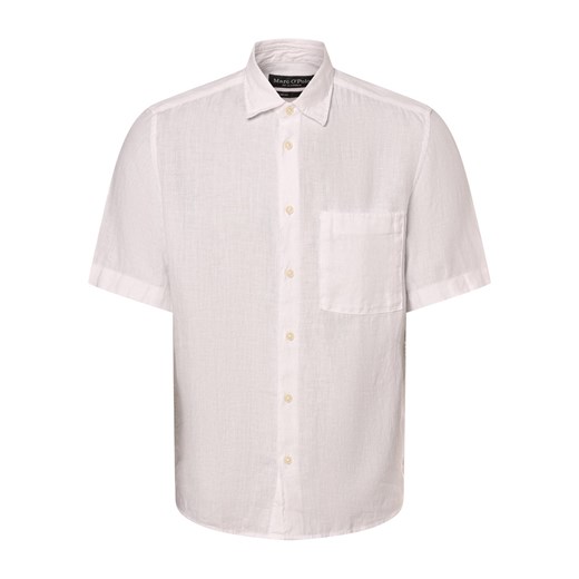 Marc O'Polo Męska koszula lniana Mężczyźni Regular Fit len biały jednolity ze sklepu vangraaf w kategorii Koszule męskie - zdjęcie 170629952