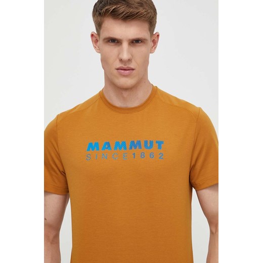 Mammut t-shirt sportowy Trovat Logo kolor beżowy z nadrukiem ze sklepu ANSWEAR.com w kategorii T-shirty męskie - zdjęcie 170632473