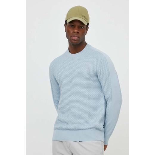 Armani Exchange sweter bawełniany kolor niebieski lekki 3DZM6F ZMQ7Z ze sklepu ANSWEAR.com w kategorii Swetry męskie - zdjęcie 170632802