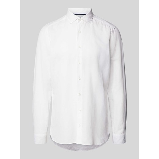 Koszula biznesowa z mieszanki lnu i bawełny w jednolitym kolorze ze sklepu Peek&Cloppenburg  w kategorii Koszule męskie - zdjęcie 170634471