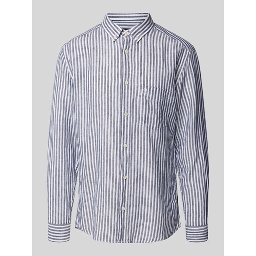 Koszula casualowa z lnu ze wzorem w paski ze sklepu Peek&Cloppenburg  w kategorii Koszule męskie - zdjęcie 170634602