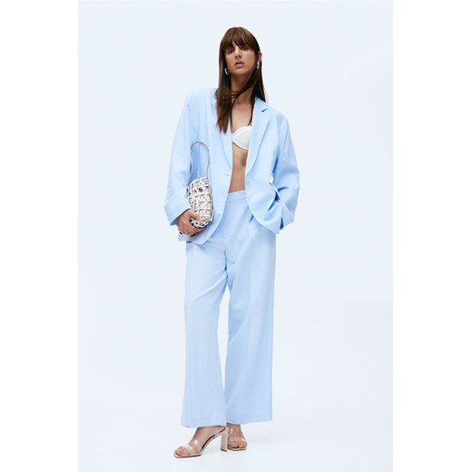 H & M - Spodnie z domieszką lnu - Niebieski ze sklepu H&M w kategorii Spodnie damskie - zdjęcie 170635300