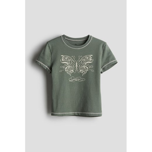H & M - T-shirt z nadrukiem - Zielony ze sklepu H&M w kategorii Bluzki dziewczęce - zdjęcie 170635512