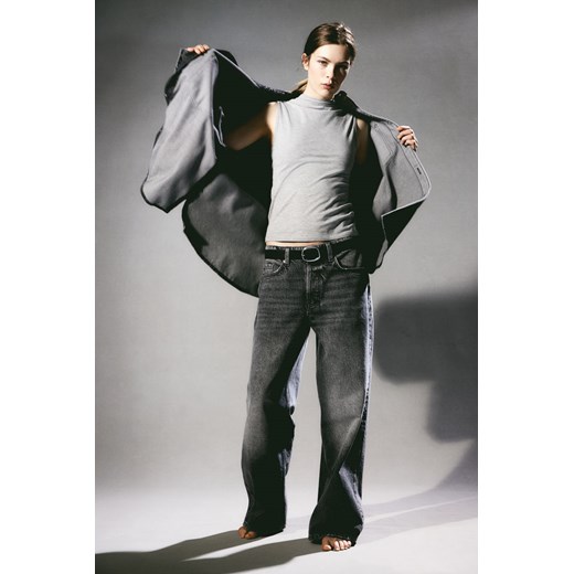 H & M - Baggy Wide Low Jeans - Szary ze sklepu H&M w kategorii Jeansy damskie - zdjęcie 170635560
