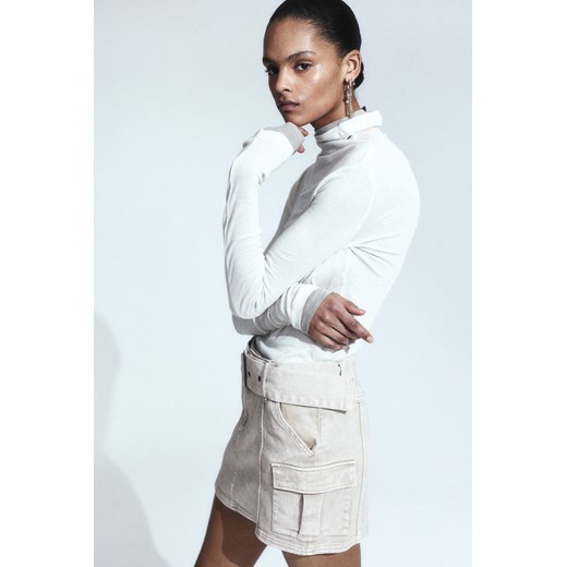 H & M - Spódniczka mini z paskiem - Beżowy ze sklepu H&M w kategorii Spódnice - zdjęcie 170635613