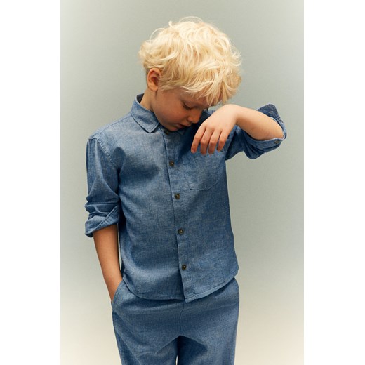 H & M - Koszula z domieszką lnu - Niebieski ze sklepu H&M w kategorii Koszule chłopięce - zdjęcie 170635710