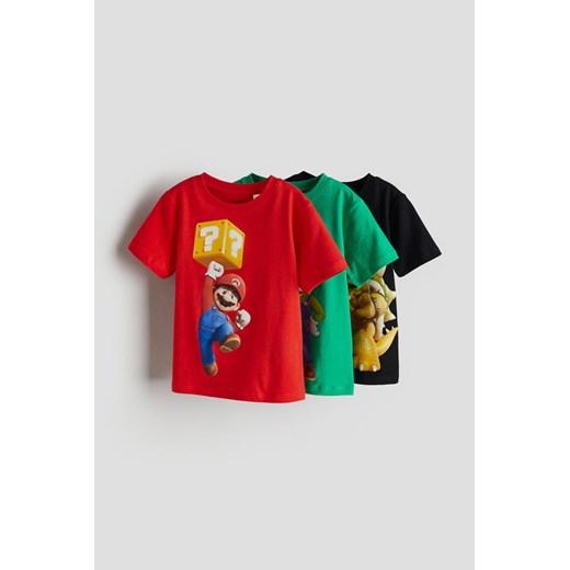 H & M - T-shirt z nadrukiem 3-pak - Czerwony ze sklepu H&M w kategorii T-shirty chłopięce - zdjęcie 170635712