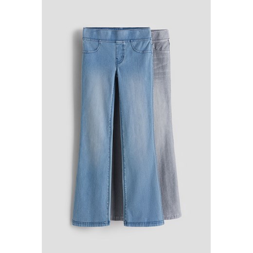 H & M - Rozszerzane spodnie dżersejowe 2-pak - Szary ze sklepu H&M w kategorii Spodnie dziewczęce - zdjęcie 170635852