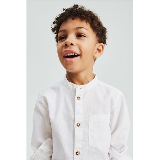 H & M - Koszula z domieszką lnu - Biały ze sklepu H&M w kategorii Koszule chłopięce - zdjęcie 170635940