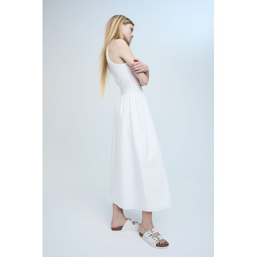 H & M - Dżersejowa sukienka z popelinowym dołem - Biały ze sklepu H&M w kategorii Sukienki - zdjęcie 170636040