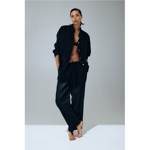 H & M - Lniane spodnie - Czarny ze sklepu H&M w kategorii Spodnie damskie - zdjęcie 170636330