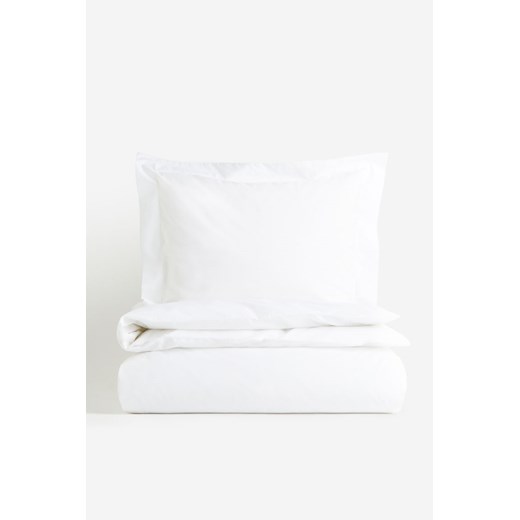 H & M - Komplet pojedynczej pościeli bawełnianej z perkalu - Biały ze sklepu H&M w kategorii Pościele - zdjęcie 170636341