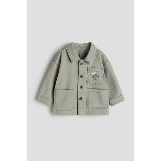 H & M - Kurtka koszulowa z haftowanym motywem - Zielony ze sklepu H&M w kategorii Kombinezony i kurtki - zdjęcie 170636382