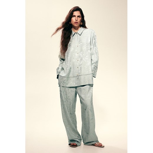 H & M - Spodnie z żakardowej tkaniny - Turkusowy ze sklepu H&M w kategorii Spodnie damskie - zdjęcie 170636390