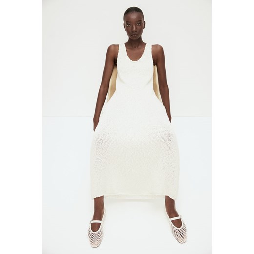 H & M - Dzianinowa sukienka z jedwabiem - Biały ze sklepu H&M w kategorii Sukienki - zdjęcie 170636393