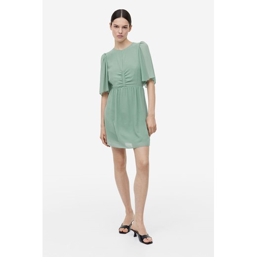 H & M - Sukienka z motylkowym rękawem - Zielony H & M L H&M