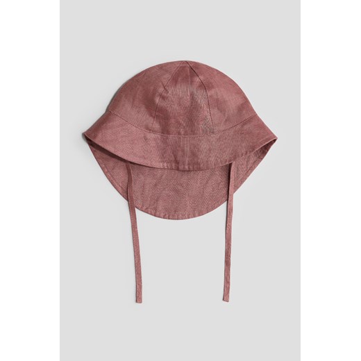 H & M - Lniana czapka przeciwsłoneczna - Różowy ze sklepu H&M w kategorii Czapki dziecięce - zdjęcie 170636712