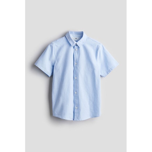 H & M - Bawełniana koszula z krótkim rękawem - Niebieski ze sklepu H&M w kategorii Koszule chłopięce - zdjęcie 170636782