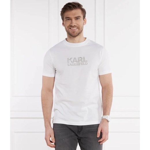 T-shirt męski biały Karl Lagerfeld z krótkim rękawem młodzieżowy 