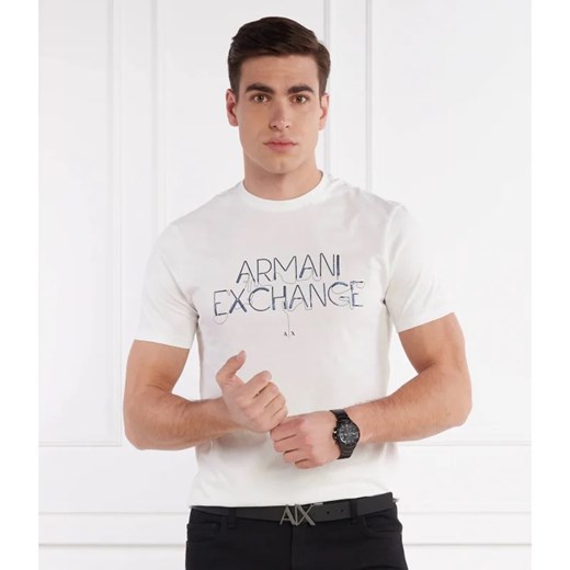 T-shirt męski biały Armani Exchange z krótkim rękawem młodzieżowy 