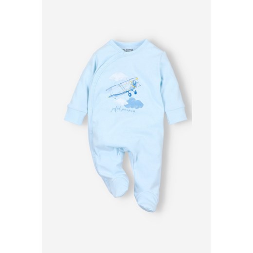 Błękitny pajac niemowlęcy z bawełny organicznej dla chłopca Nini 56 5.10.15