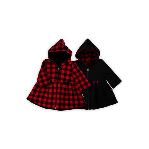 Płaszcz dresowy dziewczęcy dla dziewczynki w kratkę czarny ze sklepu 5.10.15 w kategorii Płaszcze dziewczęce - zdjęcie 170641933
