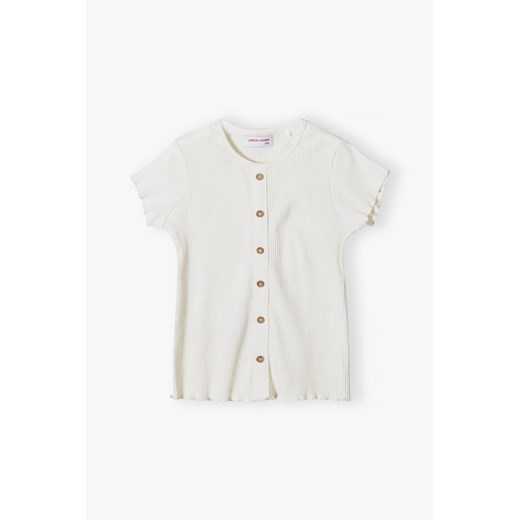 Biała koszulka dla dziewczynki w prążki z ozdobnymi guzikami Lincoln & Sharks By 5.10.15. 146 5.10.15