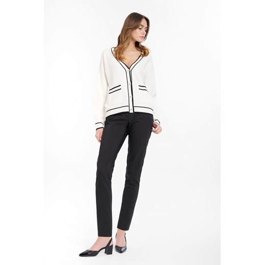 Kardigan damski z kontrastami biały ze sklepu 5.10.15 w kategorii Swetry damskie - zdjęcie 170642131