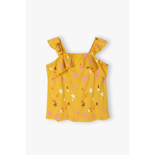 Żółta koszulka na ramiączka dla dziewczynki z falbanką ze sklepu 5.10.15 w kategorii Bluzki dziewczęce - zdjęcie 170642233