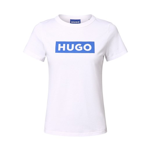 HUGO BLUE Koszulka damska - Classic Tee_B Kobiety Bawełna biały jednolity ze sklepu vangraaf w kategorii Bluzki damskie - zdjęcie 170642494