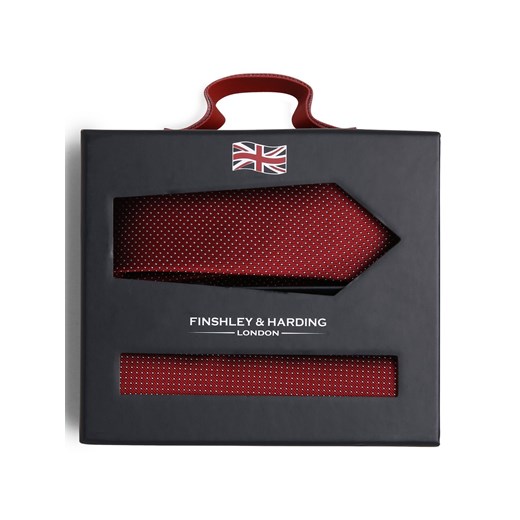Finshley & Harding London Krawat i poszetka z jedwabiu Mężczyźni Jedwab czerwony Finshley & Harding London ONE SIZE vangraaf