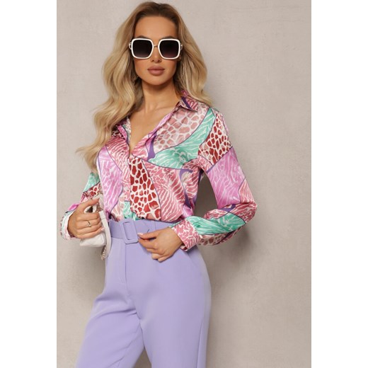 Fuksjowa Klasyczna Koszula z Kolorowym Abstrakcyjnym Printem Ripeata ze sklepu Renee odzież w kategorii Koszule damskie - zdjęcie 170646133