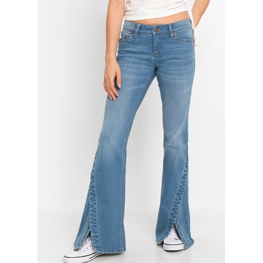 Szerokie dżinsy z plisą guzikową, z bawełny organicznej ze sklepu bonprix w kategorii Jeansy damskie - zdjęcie 170648171