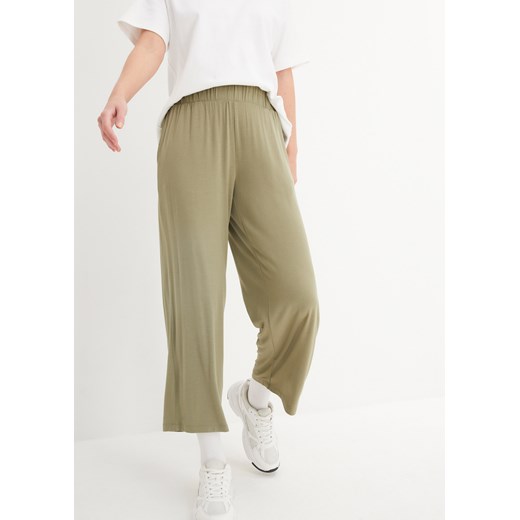 Szerokie spodnie z shirtowe 7/8 z wysoką talią z wygodnym paskiem (2 pary) ze sklepu bonprix w kategorii Spodnie damskie - zdjęcie 170649771