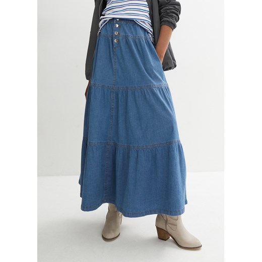 Spódnica dżinsowa z falban ze sklepu bonprix w kategorii Spódnice - zdjęcie 170649871