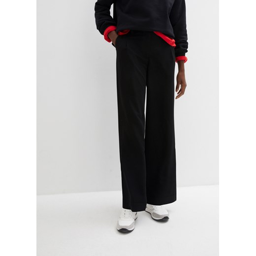 Szerokie spodnie z zakładkami poniżej paska w talii, z wysoką talią z regulacją obwodu, długie ze sklepu bonprix w kategorii Spodnie damskie - zdjęcie 170650070