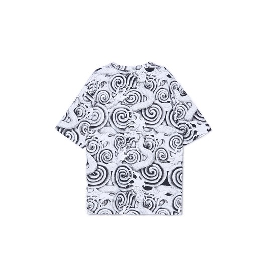 Cropp - T-shirt z czarno-białym nadrukiem - kremowy Cropp L Cropp