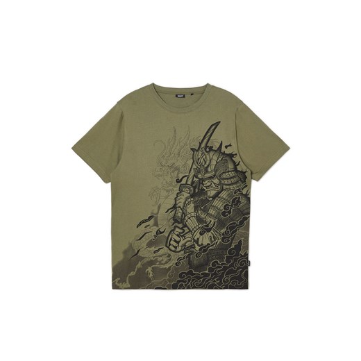 Cropp - Ciemnozielony t-shirt z motywem smoka - zielony ze sklepu Cropp w kategorii T-shirty męskie - zdjęcie 170652681